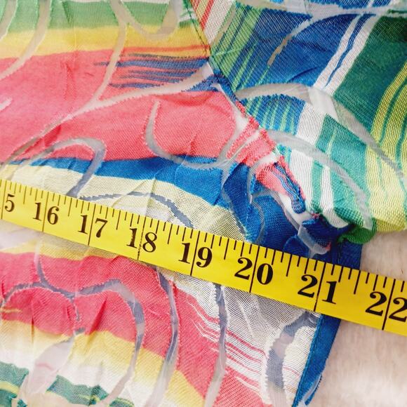 Blouse Size 8P Rainbow Stripe Abstract Sheer Textured Whimsycore Artsy Bold Y2K - Picture 9 of 13